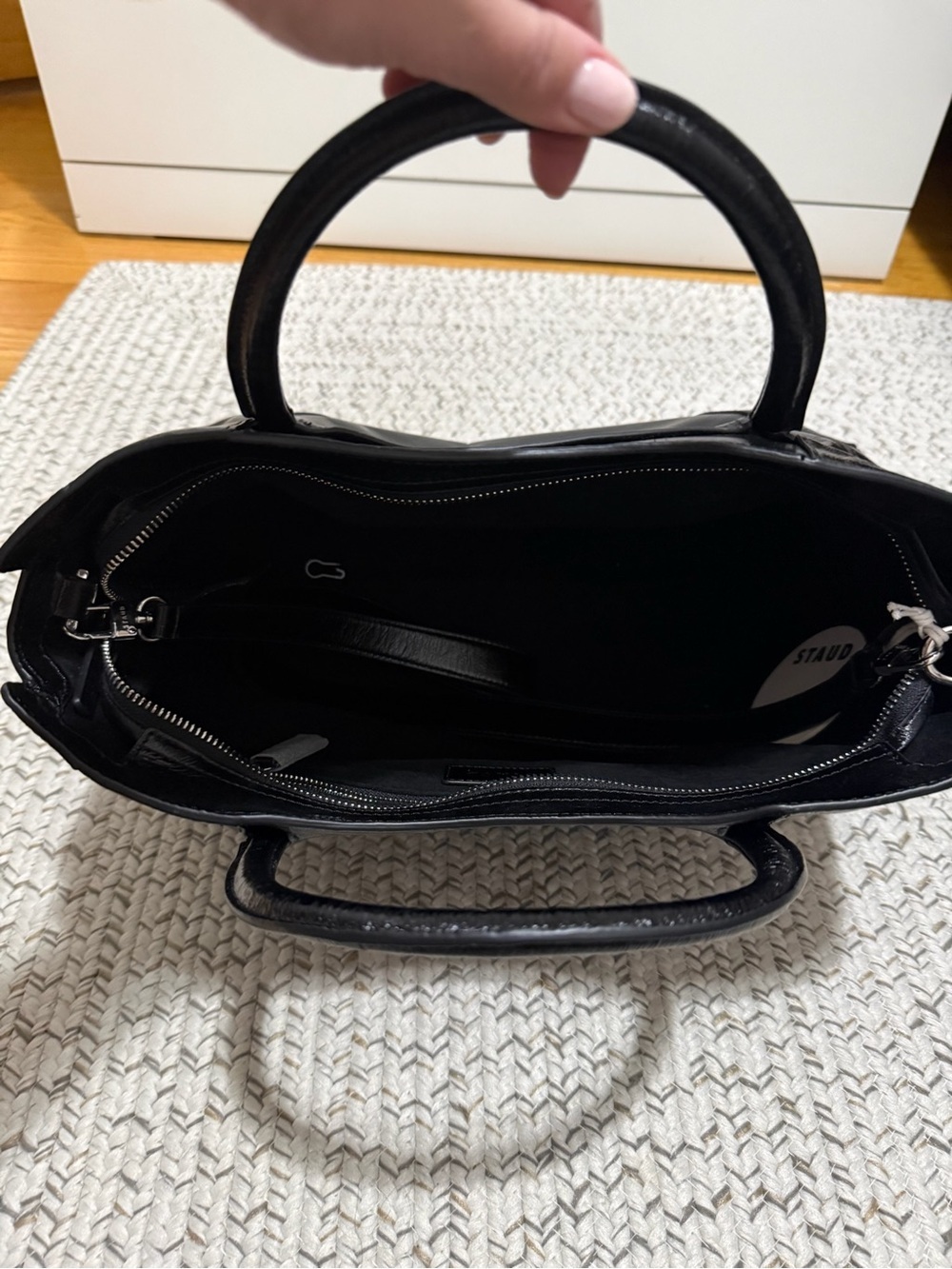 NWT Staud Maude Black Leather Satchel Crossbody Bag - Picture 12 of 16